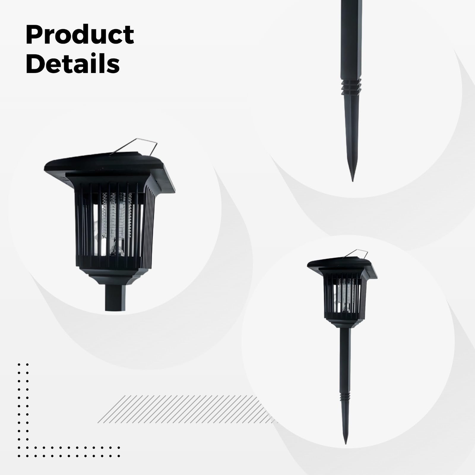 Solar-Insektenvernichter Outdoor, 22,4 Zoll Kunststoff, solarbetriebene Lichtfalle gegen fliegende Plagegeister, mit effizientem monokristallinem Solarpanel, ideal für Terrasse und Garten