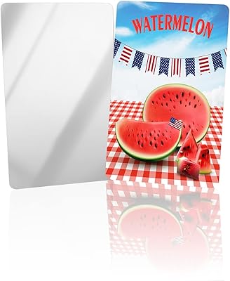 OComster Watermelon Summer Picnic Independence Compact Mirror Bulk 4 Pack Card Mirror, Oil Painting Fruit Red Buffalo Small Compact Mirror for Purse, Rectangular Handheld Pocket Makeup Mirror
