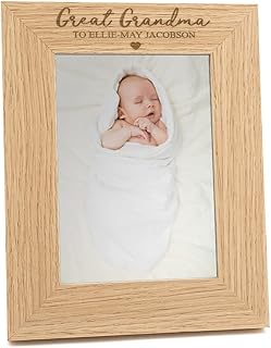 Great Grandma Photo Frame - Personalised Great Grandma Gifts for Mothers Day - 6x4 7x5 8x6" Available - Unique Engraved Wooden Picture Oak Veneer