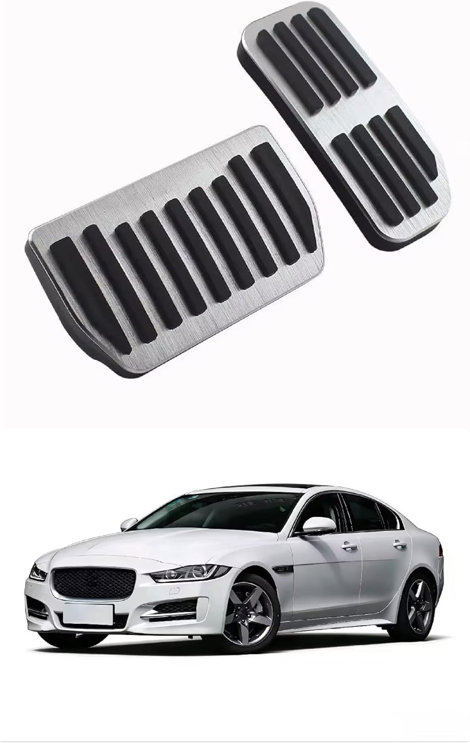 Car Pedal Covers for Jaguar XE 2017 2018 2019 2020, Auto Aluminum Gas Pedal Covers Accessories Replacement, Non-Slip Accelerator Brake Foot Rest Pedals(Set of 2)