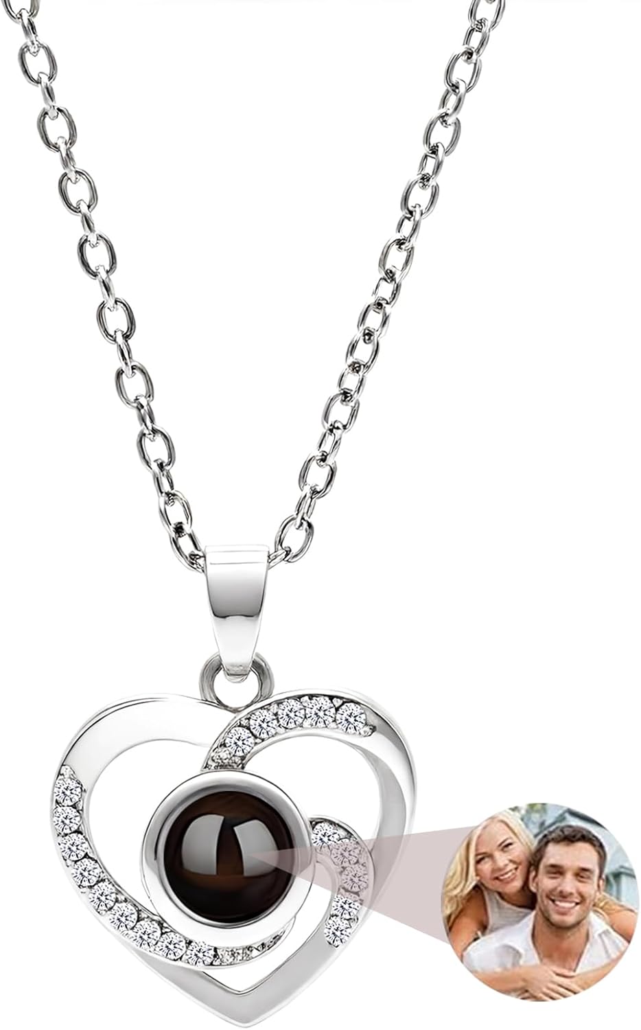 Capture Memories Forever with Personalized Picture Necklace - Projection Necklace with Photo Inside - Customized Pendant - Perfect Love Memorial Gift for Girlfriend, Wife, Birthday, Anniversary