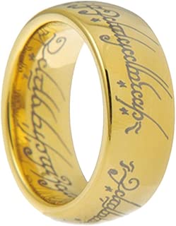 Coins_Stamps_and_More One Hypoallergenic 18 Karat Gold Plated Titanium Stainless Steel Power Ring Size 6, 7, 8, 9, 10, 11, 12, and 13 with 20 Inch Ball Chain Necklace Engagement Promise Wedding Band - coolthings.us