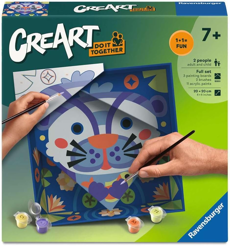 Ravensburger CreArt 12023152 - Do it together: Otter - Painting by Numbers for Children from 7 Years and Adults, Paint Together, Painting Set