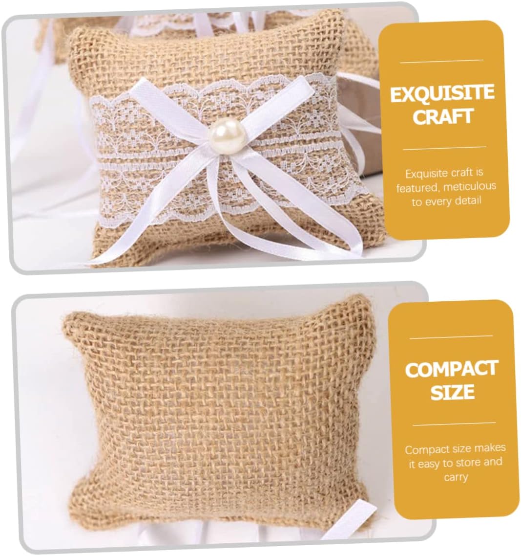 CHILDWEET Wedding Ring Pillow Set Pearl Ring Bearer Pillow Elegant Decorative Ring Pillow for Wedding Dec