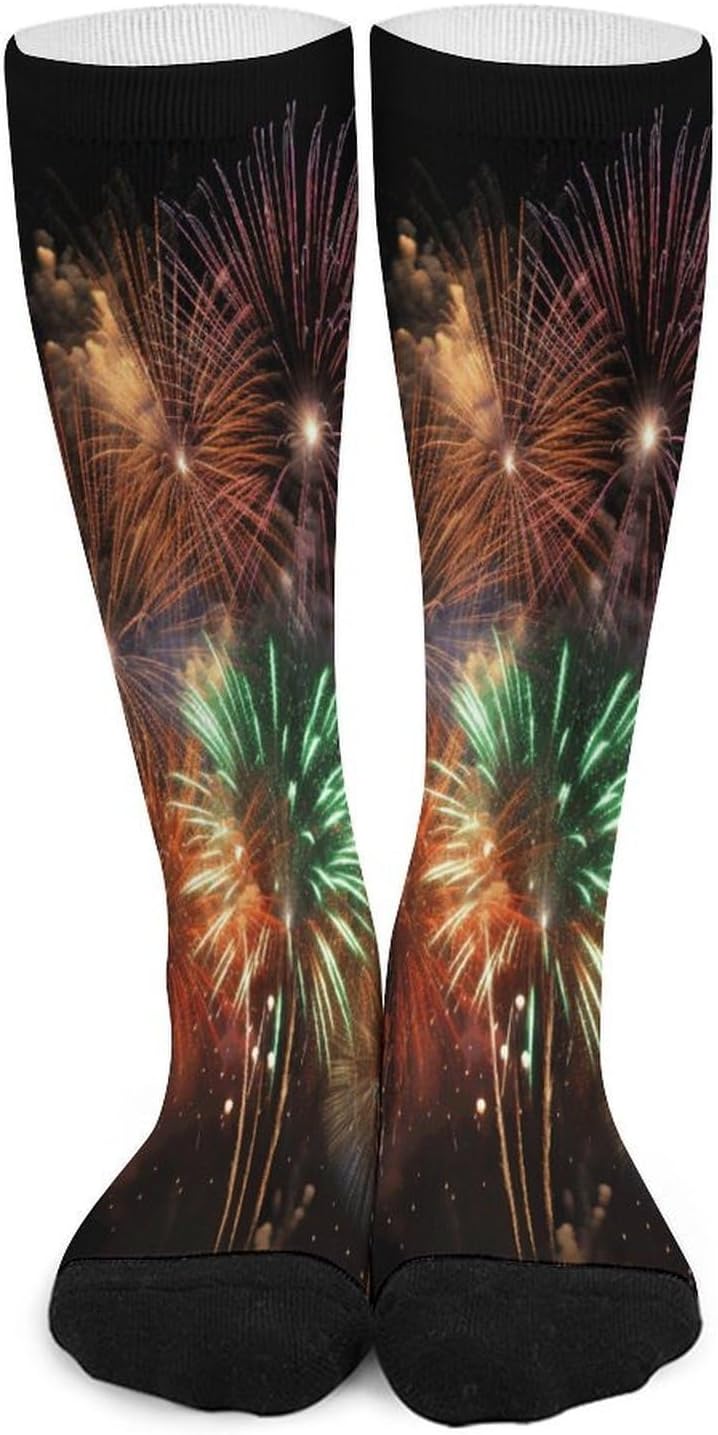 Splendid Fireworks Compression Sock Circulation Support Socks Lightweight Knee High Tube Sock Over-The-Calf Sock for Adult