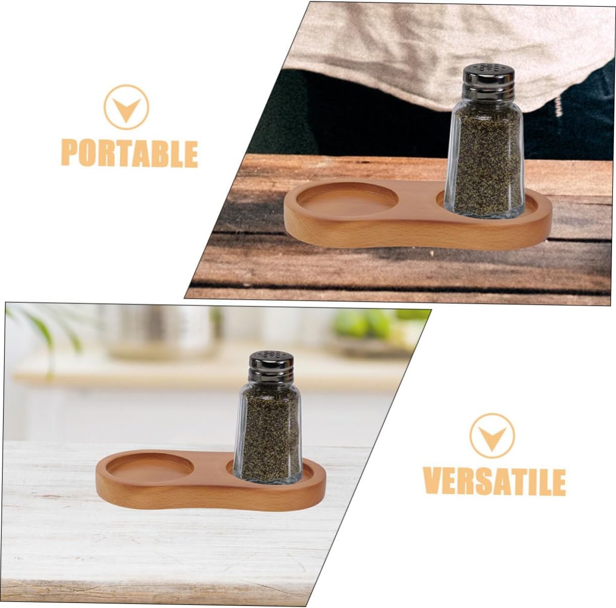 MAGICLULU 3pcs Tray Wooden Pepper Rest Multi-Purpose Dining Table Protector for Kitchen and Grill Use Stable and Sturdy Design for Seasoning Bottles