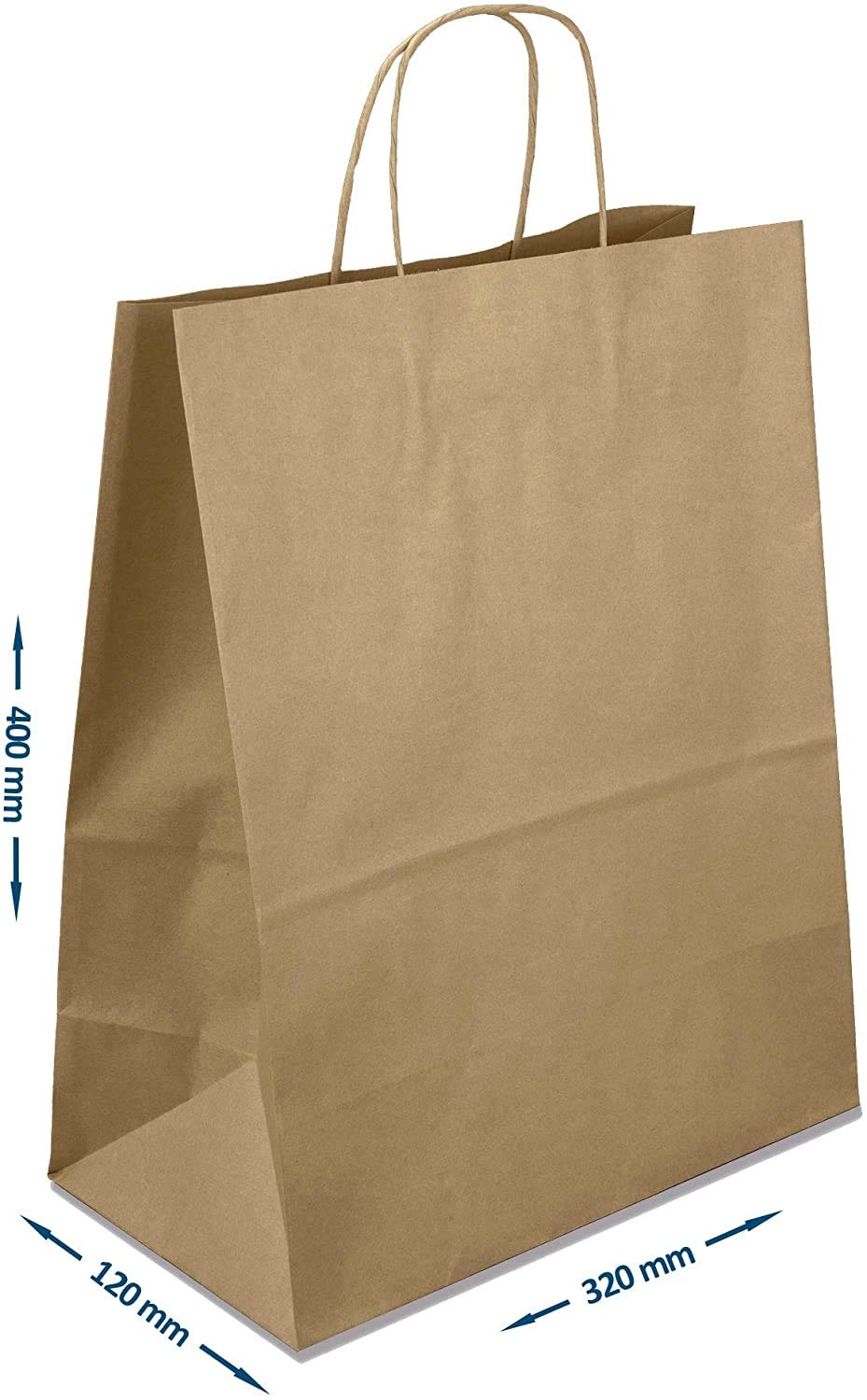 Netuno 20 borse carta marrone 32 x 40 x 12 cm Borsa Shopper in Carta Kraft con Manici Ritorti Sacchetti Regalo Resistenti Ecologici per Negozi Feste Eventi Confezioni alimenti spesa paper bags