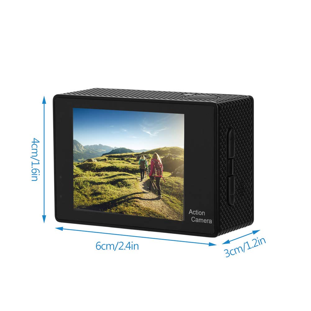Cámara Deportiva 4K, HD 1080P WiFi Acción Deportiva DV Impermeable 30M bajo el Agua, cámara de Lente Gran Angular de 140 ° con Kits de Accesorios de Montaje para Actividades al Aire Libre