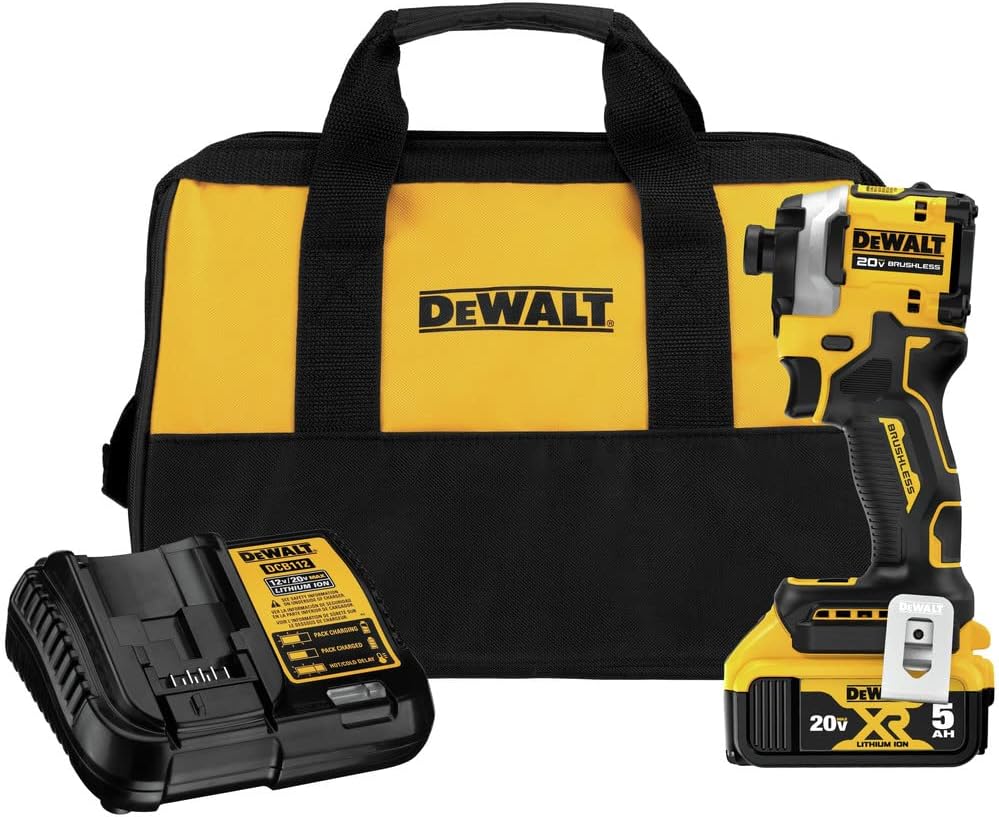 Dewalt DCF850P1 ATOMIC 20V MAX Brushless Lithium-Ion 1/4 in. Cordless 3-Speed Impact Driver Kit (5 Ah)