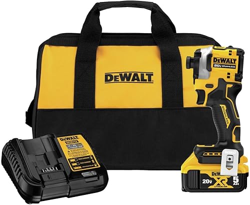 DEWALT ATOMIC - Kit de destornillador de impacto inalámbrico sin escobillas de 20 V MAX de 1/4 pulgadas con batería y cargador incluidos (DCF850P1)
