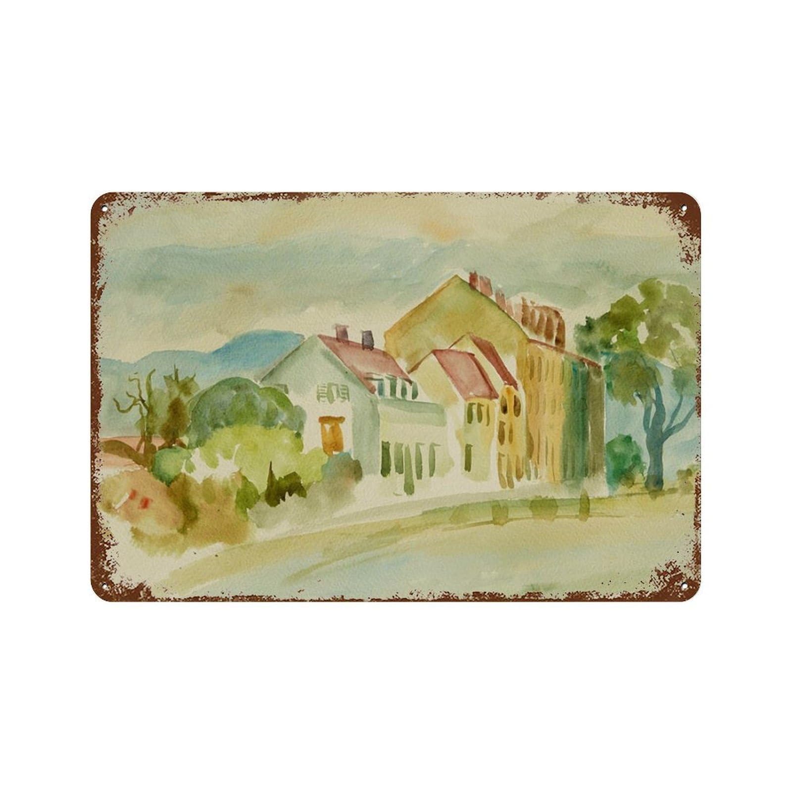 xiaoxiaoshen VINTAGE COUNTRY Watercolor Painting Wall Decor Art Metal Tin Poster Modern Home Decor Art Home Bar Shop Decorations Vintage Sign 20x30cm