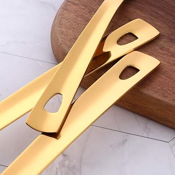 Stainless Steel Serving Spoon Sets,6PCS 13inch Kitchen Kitchenware Long Handle Cooking Utensil, Kitchen Serving Tablespoons（Gold）