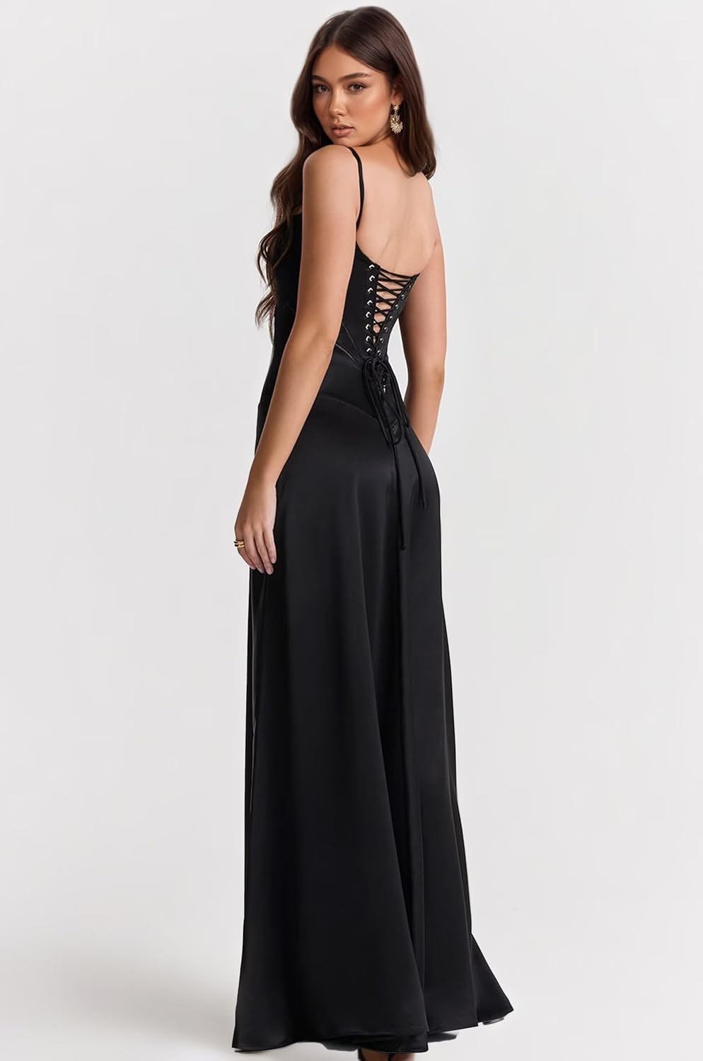 Long Satin Bridesmaid Dresses for Women Formal A-Line Corset Wedding Guest Dress Evening Party - Image 4