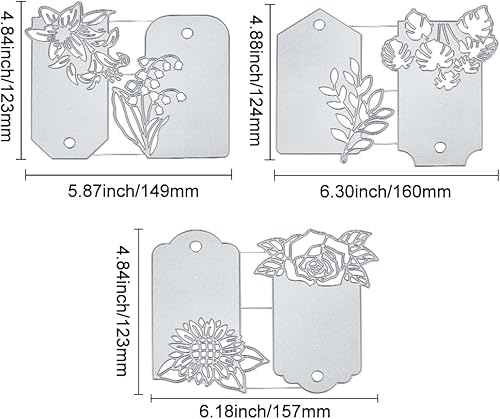 Miniatura 9 de INFUNLY 30 unidades de troqueles de corte de caja de regalo, etiqueta troquelada con lazo de flores troqueladas, plantillas de regalo de feliz