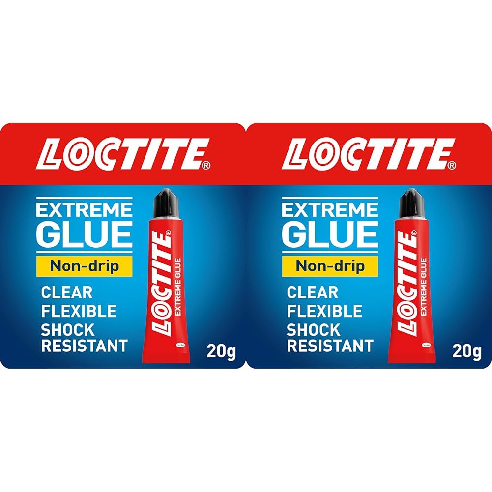 Loctite Extreme Glue, Flexible All Purpose with Extreme Resistance, Repair Glue with Non-Drip Formula, Strong for Indoor and Outdoor, 2 x 20g Tubes