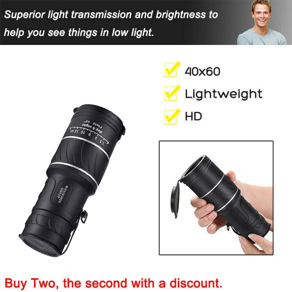 Telescopio monoculare Ultra High Power 40X60 Portable HD Night Vision Telescopio Impermeabile per Escursionismo Caccia Clear