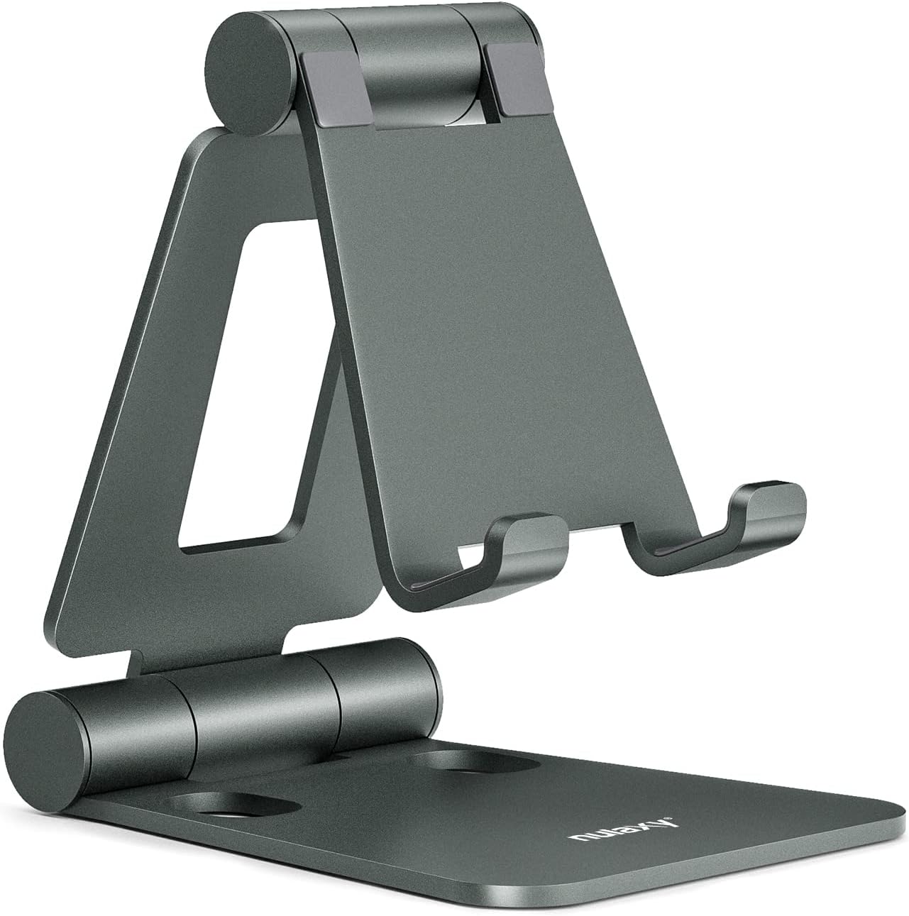 Nulaxy Cell Phone Stand for Desk, Fully Foldable Adjustable Desktop Phone Holder Cradle Dock Compatible with Phone 13 12 11 Pro Xs Xr X 8 iPad Mini Nintendo Switch Tablets (7-10