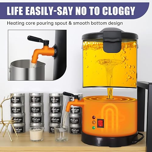 Miniatura 4 de TOAUTO WMF-5L - Derretidor de cera para hacer velas, olla de fusión de cera de vela con boquilla de vertido más rápido y controlador de temperatura,