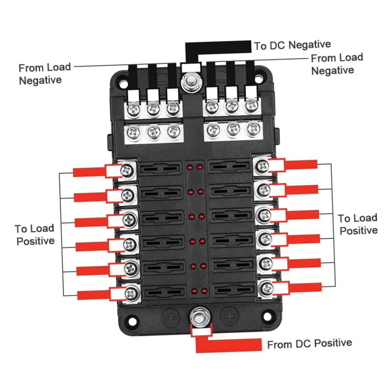 Caja de Fusibles de 12 Vías Dc32v 100a Pbt PC para RV y Yate