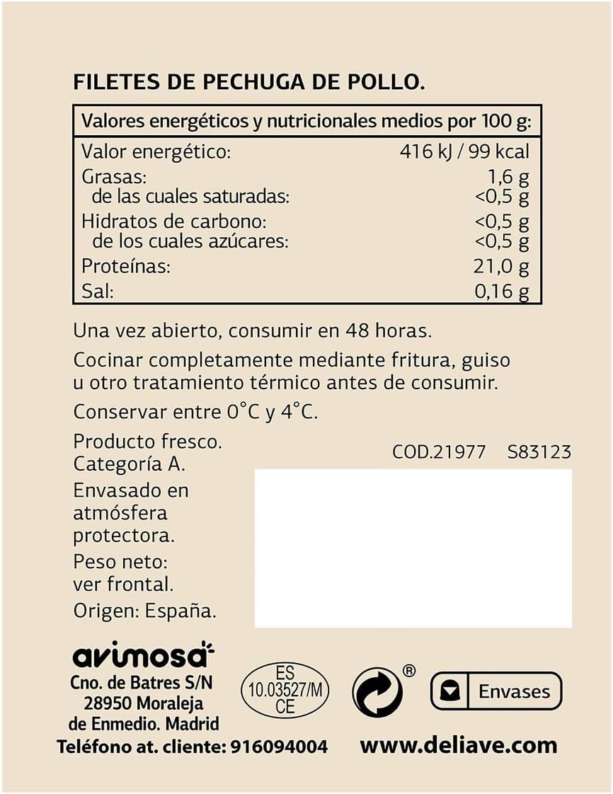 SELECCIÓN DE DIA filetes de pechuga de pollo bandeja (peso aprox. 450 gr) - Imagen 2