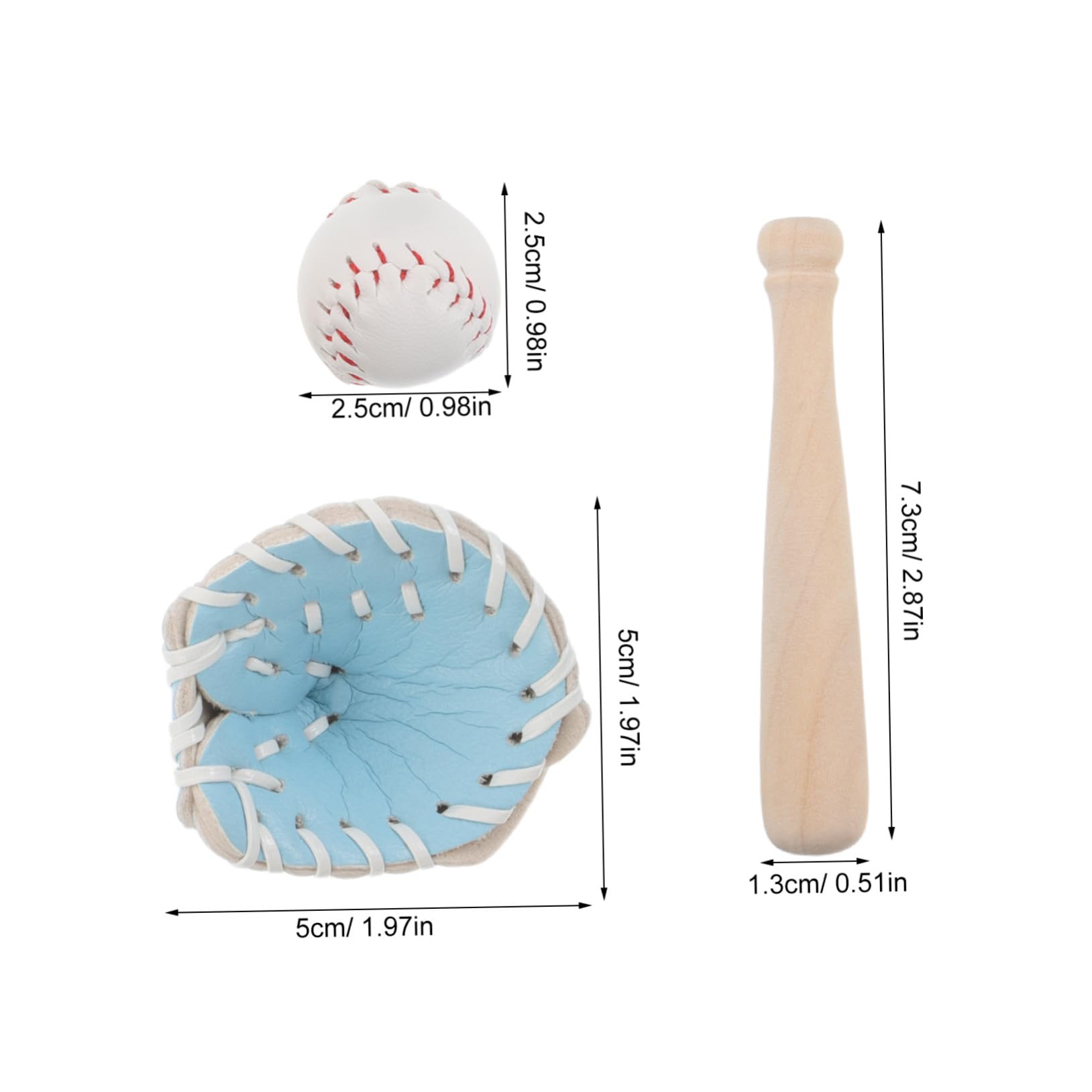 Toddmomy 2 Sätze Miniatur Baseball-Set mit Schläger Handschuh und Ball für Puppenhaus Zubehör Anfänger Lernspielzeug Dekoration für Garten Tortendeko und Bastelprojekte
