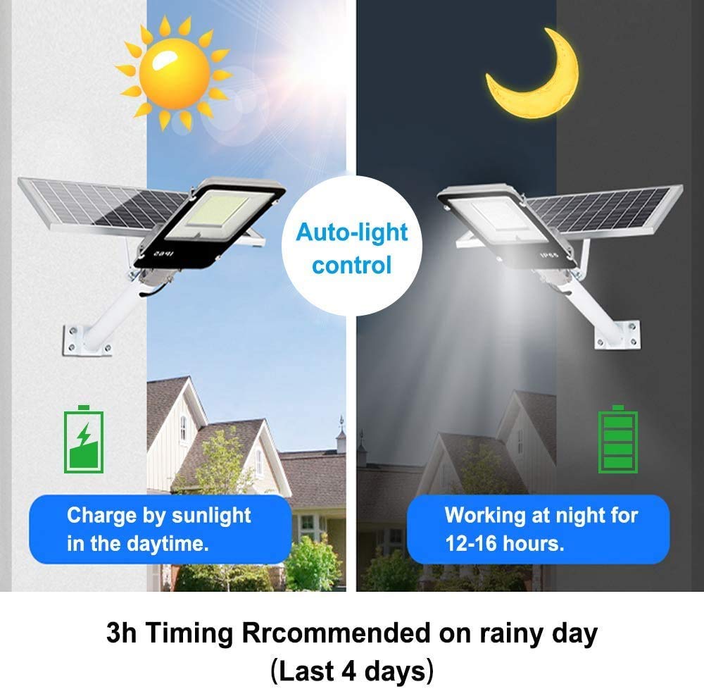 Lampione da esterno, lampione solare a LED da giardino, 500W 600W 1000W 1200W Palo luminoso da esterno dal crepuscolo all'alba con telecomando, impermeabile, ideale per parcheggio, stadio, cortile
