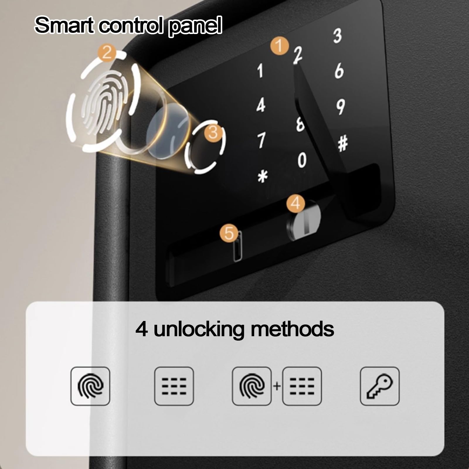 Cassetta di Sicurezza Piccola Cassaforte a Combinazione con Sensore di Impronte Digitali Interamente In Acciaio e Pannello di Controllo Intelligente A LED Safe per La Casa, L'hotel(Black)
