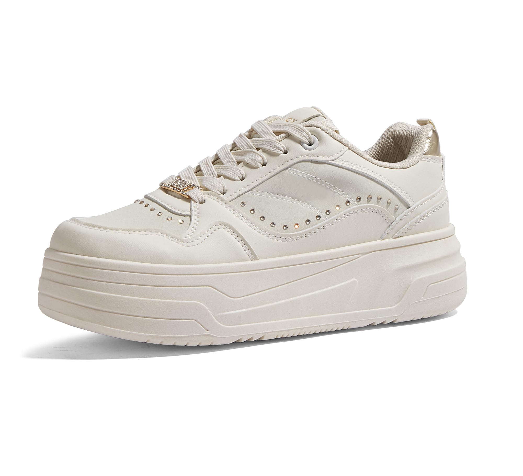 TIMEJOY Women's Platform Sneakers Chunky Tennis Shoes with Artificial Leather & Recyclable Material Insole Non-Slip Cushion for Casual, Streetwear &