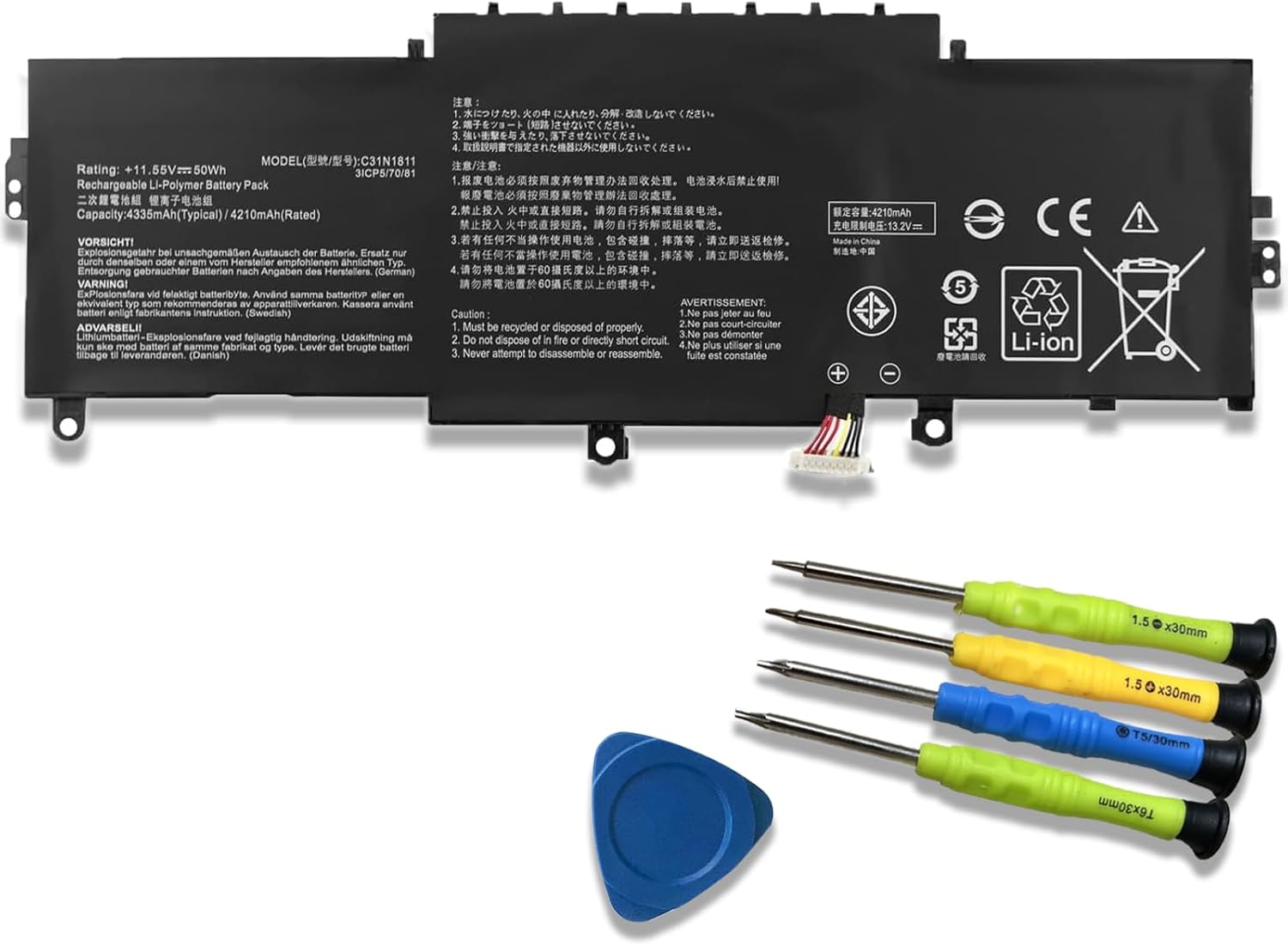 C31N1811 Laptop Battery Replacement for ASUS Deluxe13 Deluxe14 U4300 U4300F U4300FA U4300FN ZenBook 14 UX433 UX433F UX433FA UX433FN Series Notebook 0B200-03080000 11.55V 50Wh 4335mAh