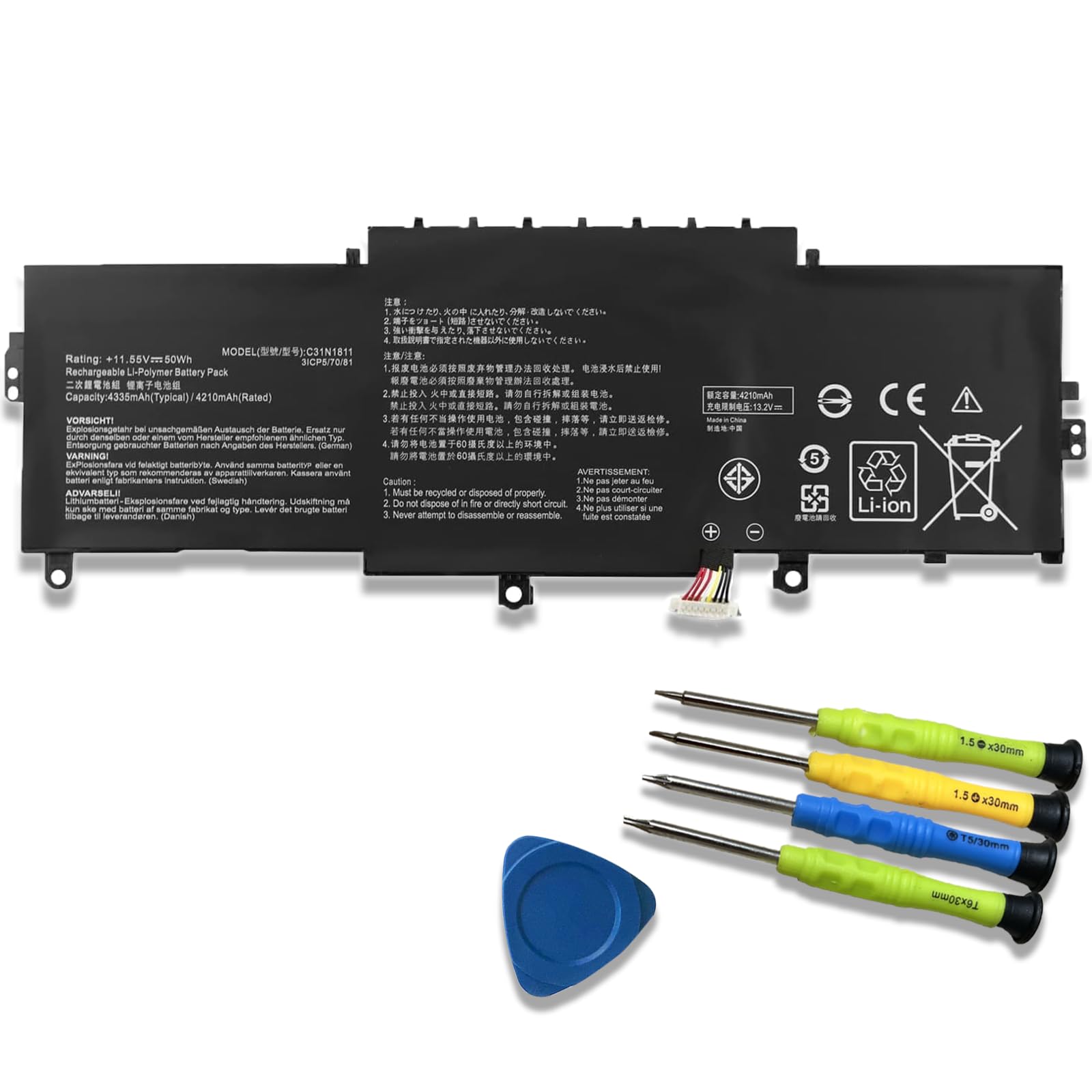 C31N1811 Laptop Battery Replacement for ASUS Deluxe13 Deluxe14 U4300 U4300F U4300FA U4300FN ZenBook 14 UX433 UX433F UX433FA UX433FN Series Notebook 0B200-03080000 11.55V 50Wh 4335mAh