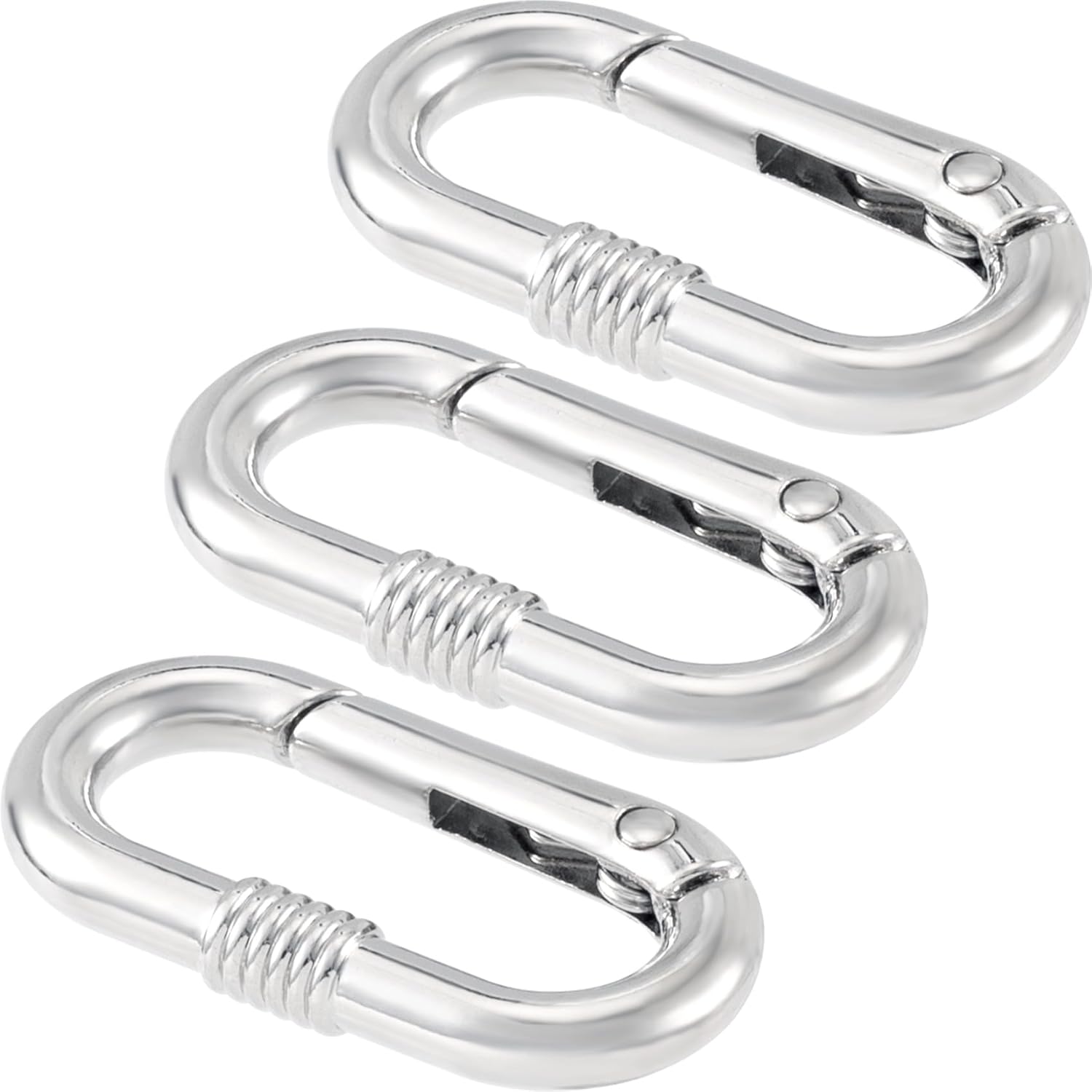 3pcs Oval Spring Ring Clips, Metal Keyring Purse Clip, Heavy Duty Opening O Ring Carabiner for Keychains,Backpacks, Keys