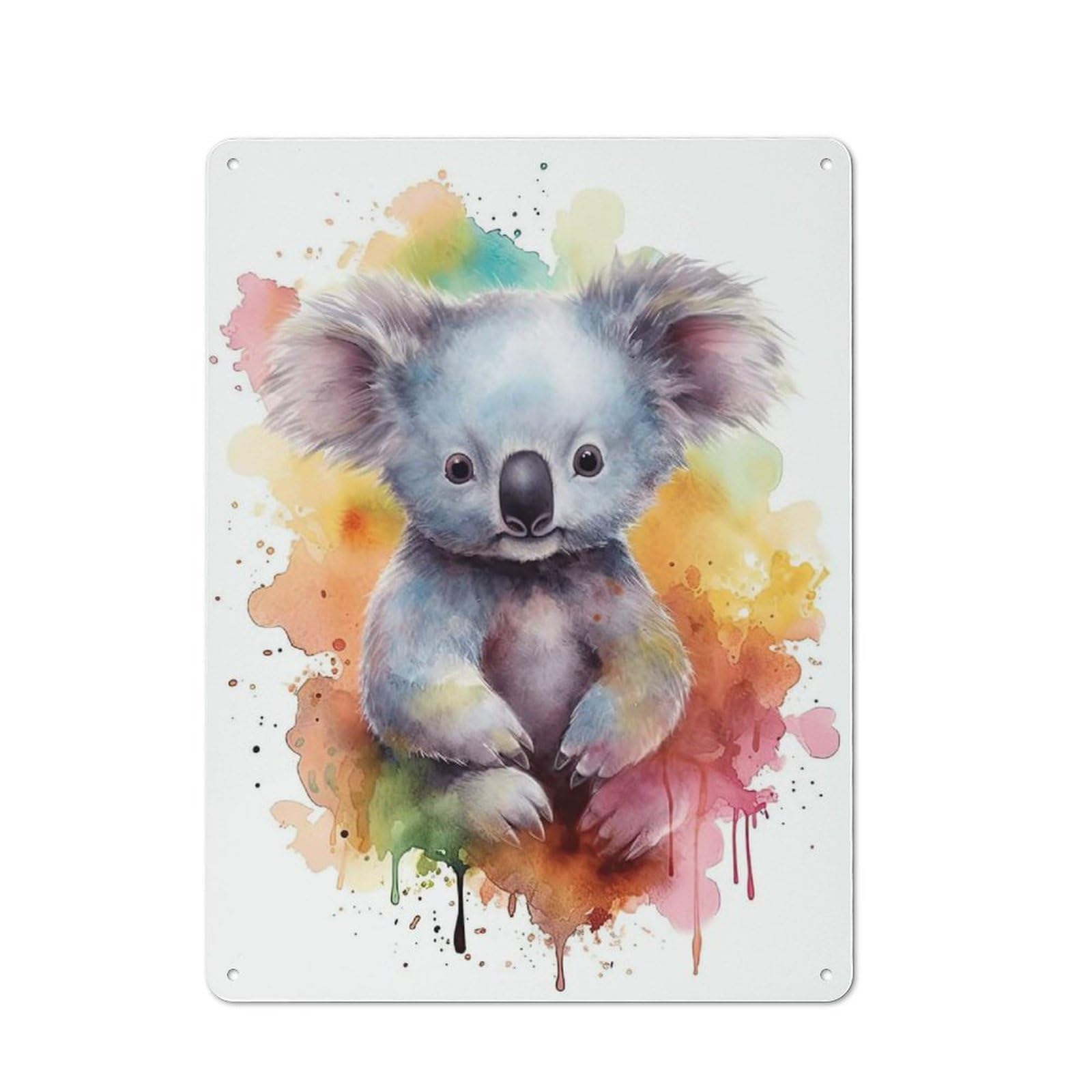 Junmoney Style-12 Cute Watercolor Baby Koala Metal Gift Sign 40X30cm, Vintage Home Wall Decor For Home, Shop, Pub Or Studio Wall