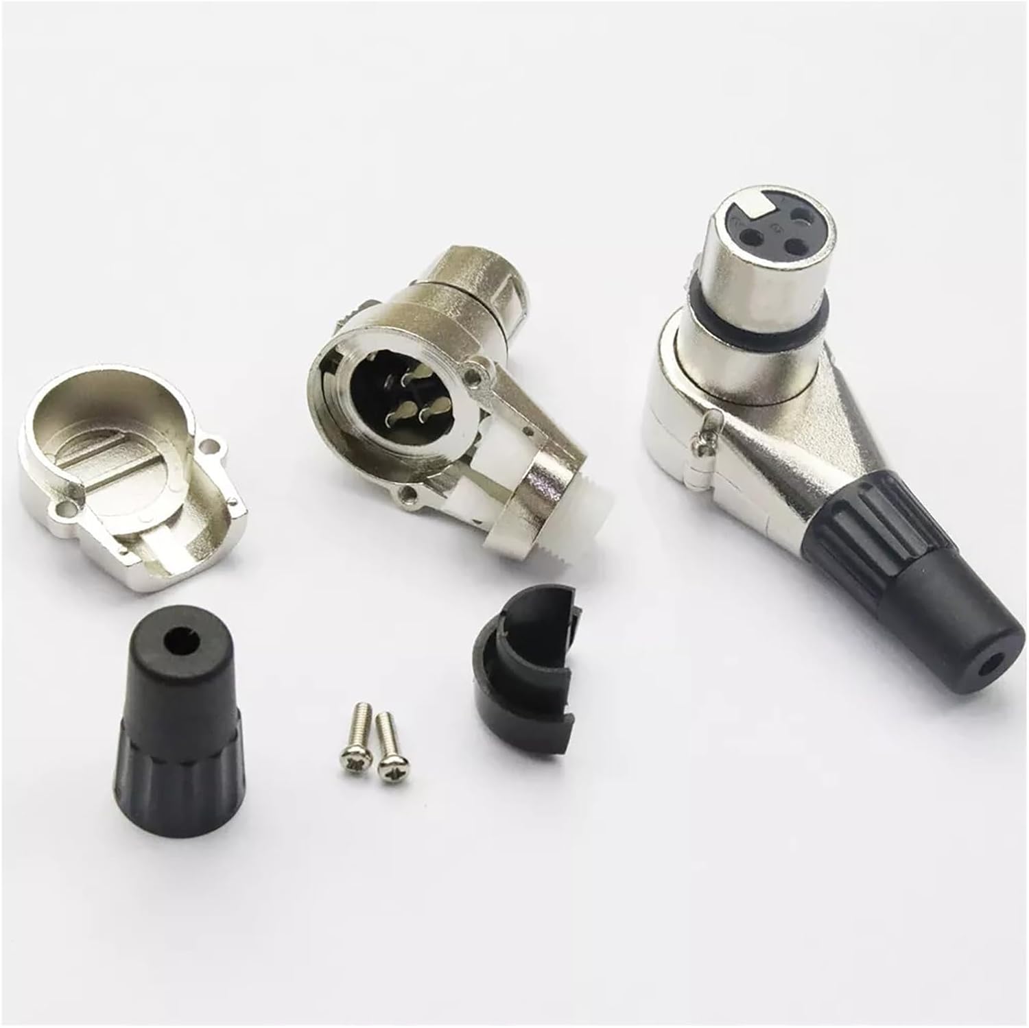 4Pcs 3Pin Right Angle Connector Female Jack Micphone Audio Cable 90Degree L Shaped Adapter