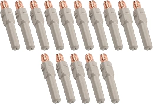15PCS Non-Stick Coating Welding Tips 40x1.2mm for 15AK MIG Torch, Copper Nozzles with Smooth Wire Feed, Reduced Slag Buildup for Precise Welding, Gray and Metal Finish