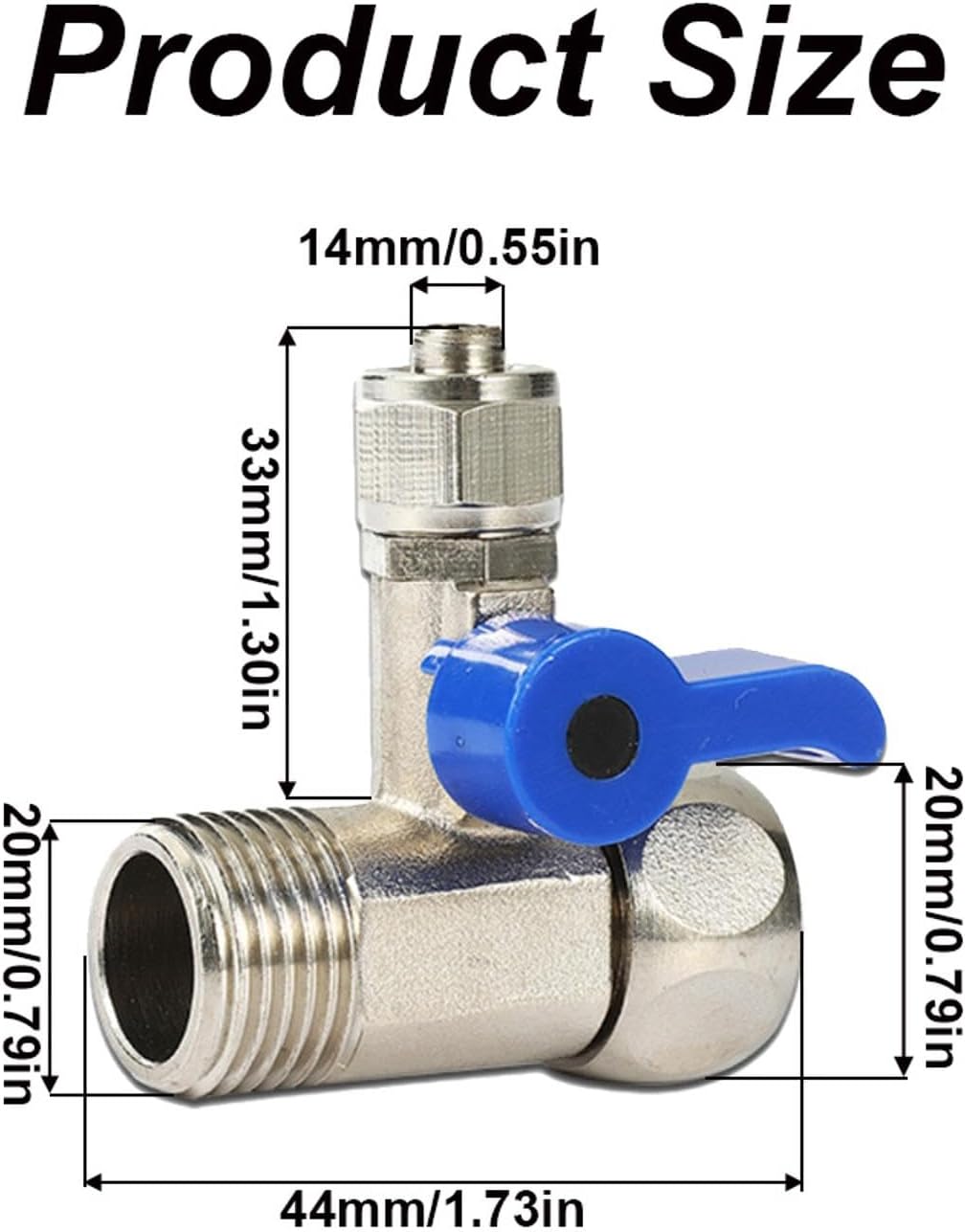 SEIWEI 5 Packs Brass 3 Way Valve Adapter for Toilet Shut Off Valve Push to Connect Angle Stop Adapter Valve Supply Diverter for RO Filter, Easy to Install