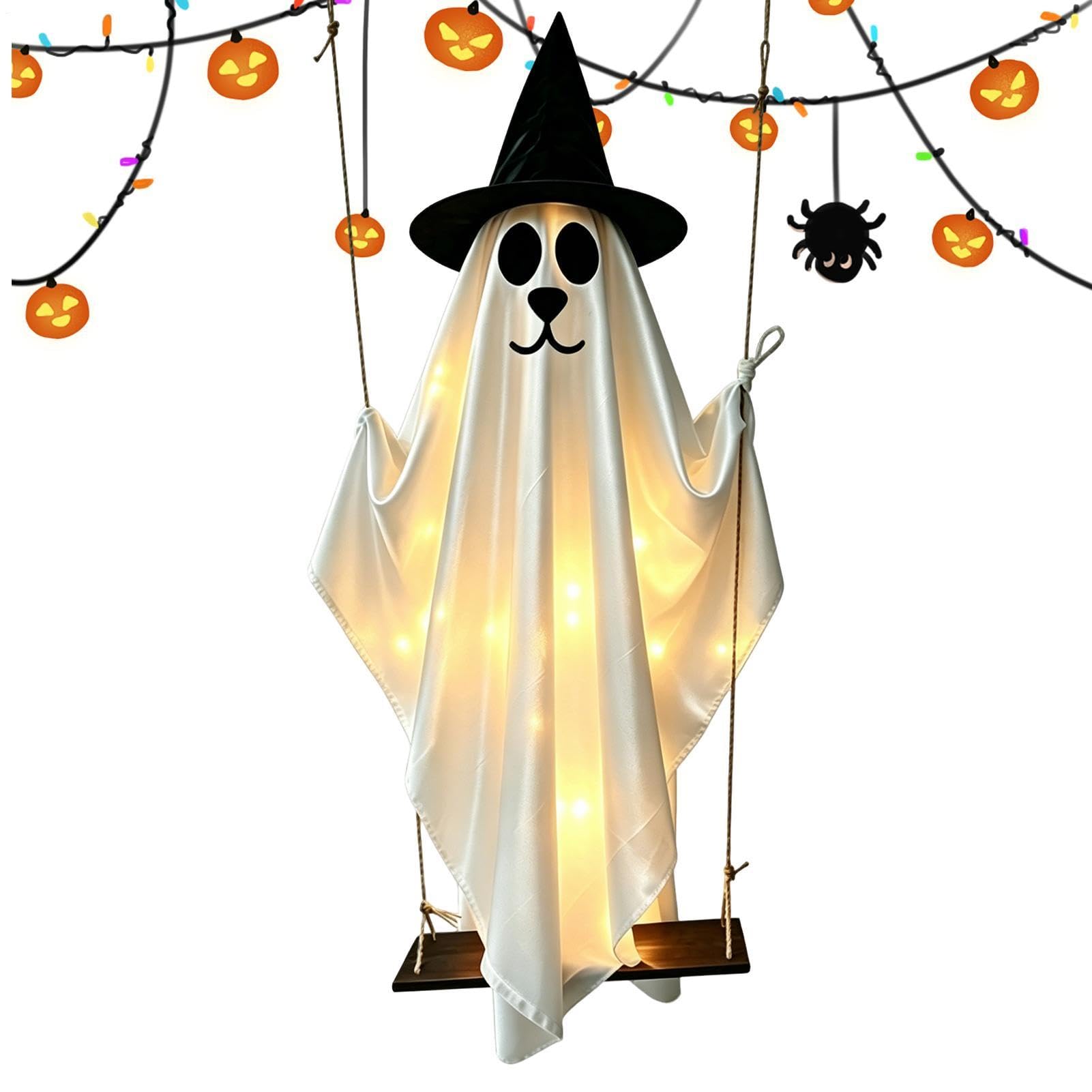 Halloween dekoracja zewnętrzna 150 cm świecący huśtany-duch z