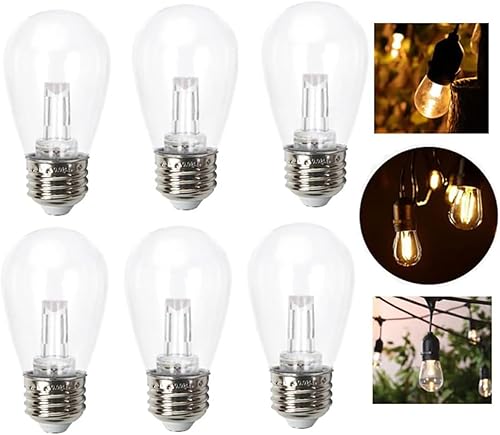 SGSLT S14 E27 Luz de pilar guía LED Bombilla al aire libre Impermeable PET Jardín Luz Resistente a Caídas 1.2W Navidad Boda Atmósfera Luz (6 piezas)