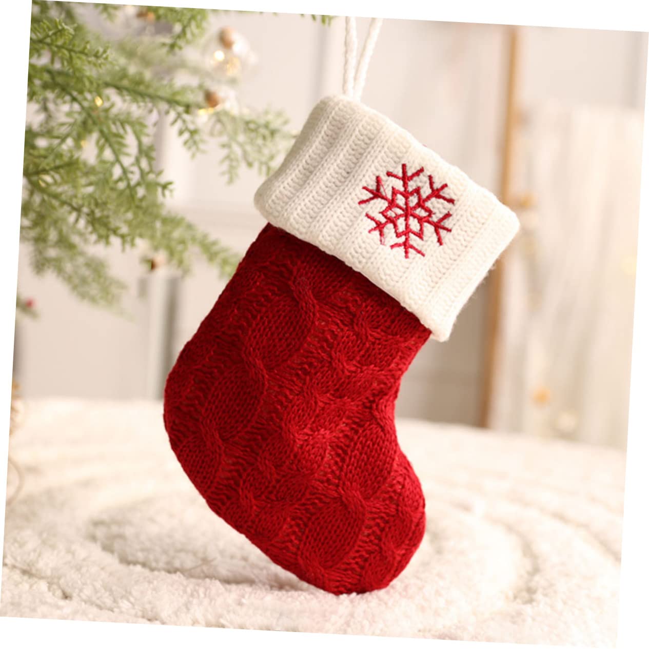 Zerodeko 4 Pezzi Calzini per Albero di Natale Figurine Vacanza Babbo Natale Sacchettini Bomboniere Calza Natalizia del Festival Sacchetto Dell'albero di Natale Calza Festiva Cotone