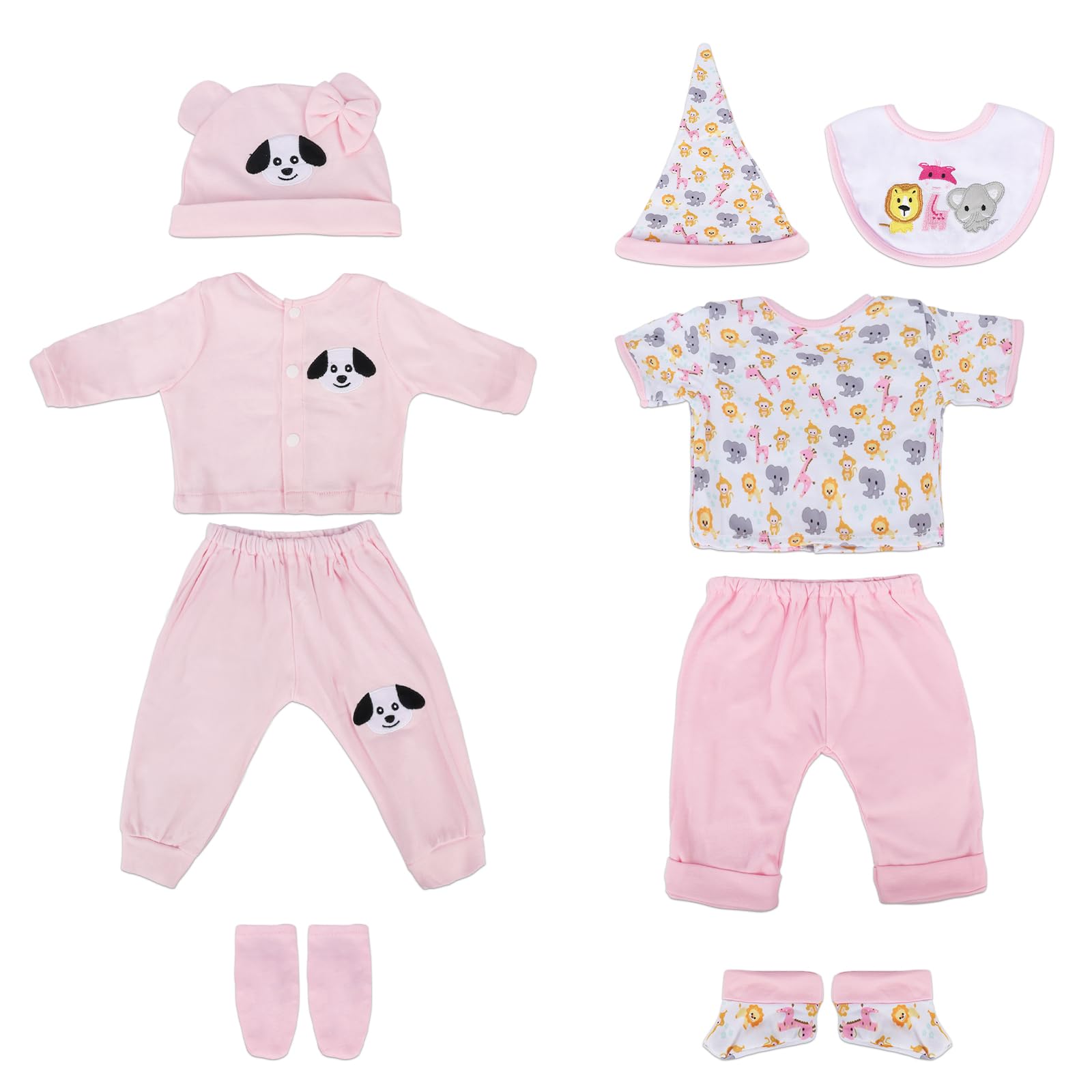 DCOLCOReborn Baby Doll Girl Clothes for 16-18 Inch Newborn Baby Doll Grey Striped Cross Matching Costume Outfit Accessories Set for Boys&Girls 3 pcs