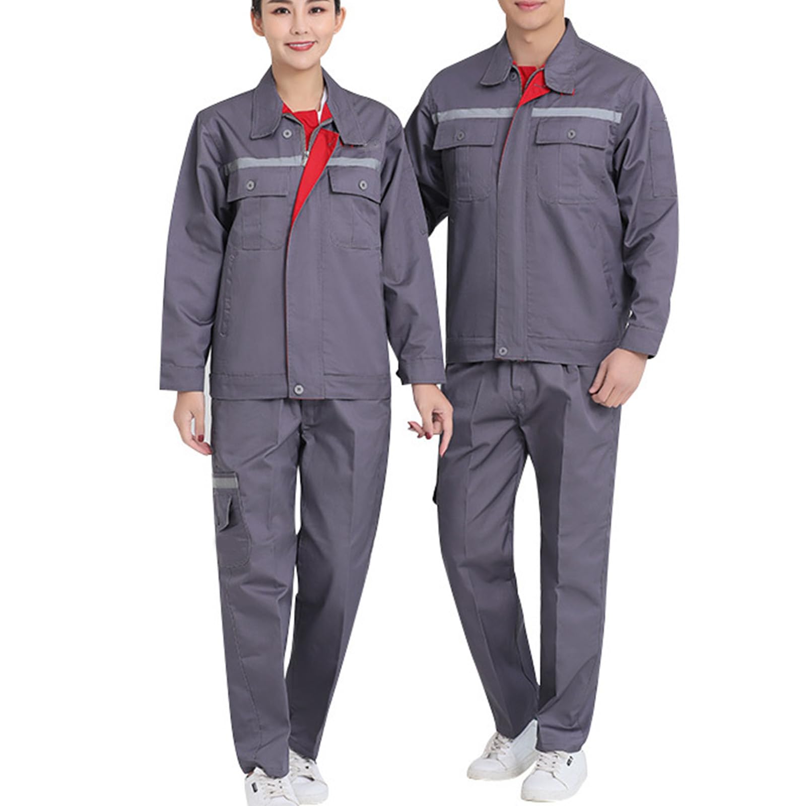 Manica Lunga Lavoro Tuta Meccanico Officina Di Riparazione Auto Uniforme Giacca E Pantaloni Con Striscia Riflettente