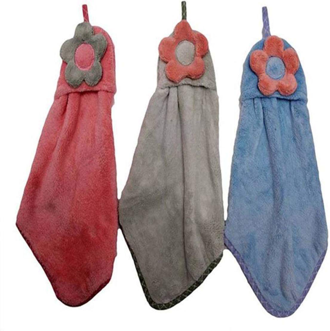 NEERAK Microfiber Wash Basin Hanging Hand Kitchen Towel Napkin with Ties | Soft Hanging Hand Towel for Bathroom & Kitchen/-Set of 3,