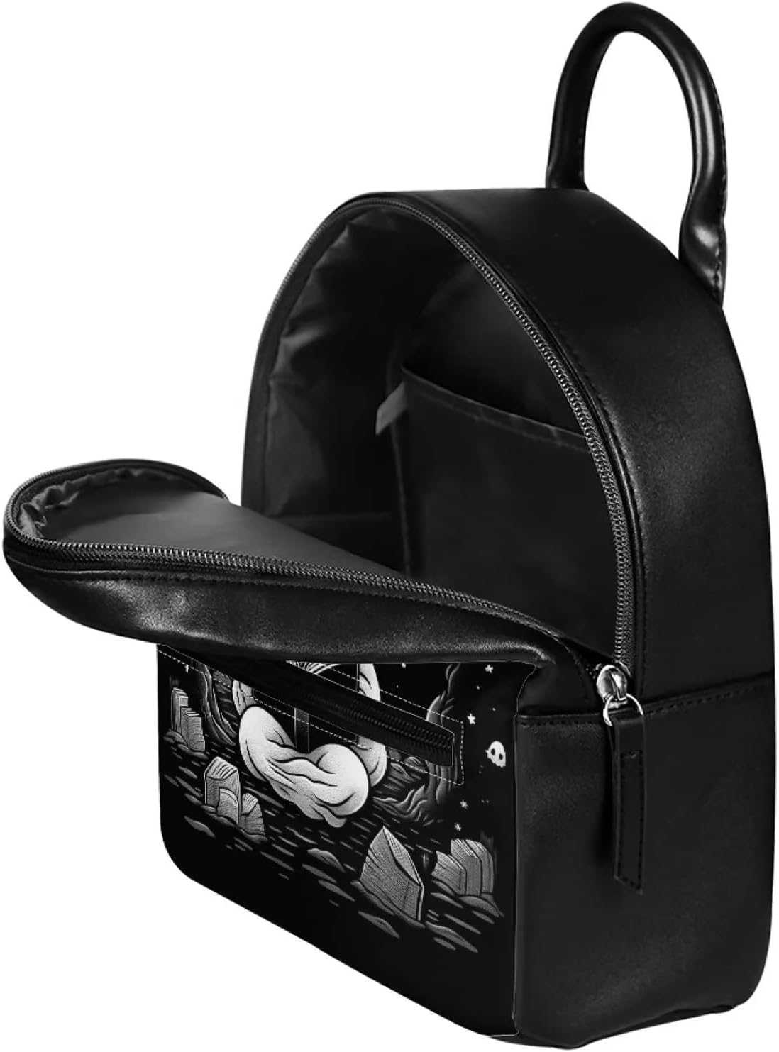 Showudesigns Ghost Purse for Teen Girls Backpack Mini Handbag for Women Gifts Shoulder Bags Casual Daypack with Zipper Cute Handbag Tote Black Skull Halloween Gifts - Image 4