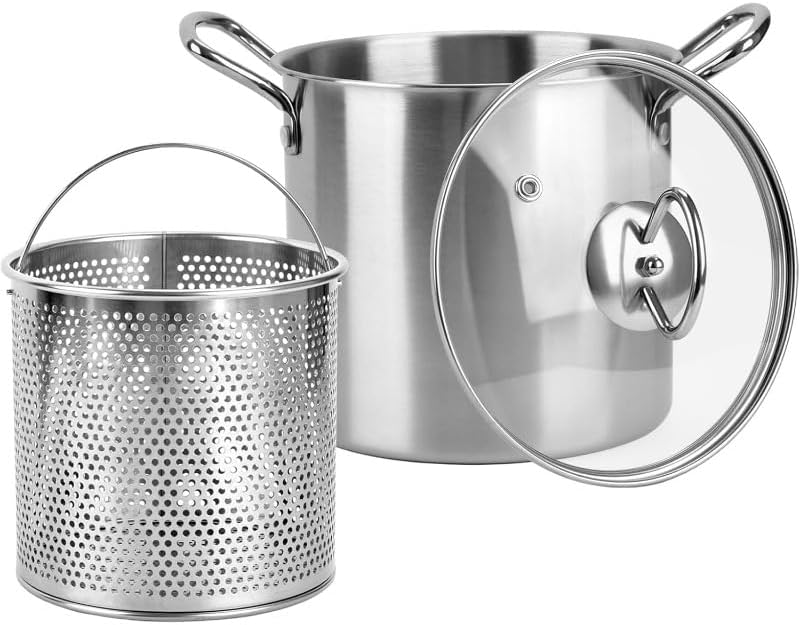 Olla de freidora profunda de 3.5L con escurridor de aceite, olla de acero inoxidable con tapa y cesta, olla redonda para cocina, restaurante,