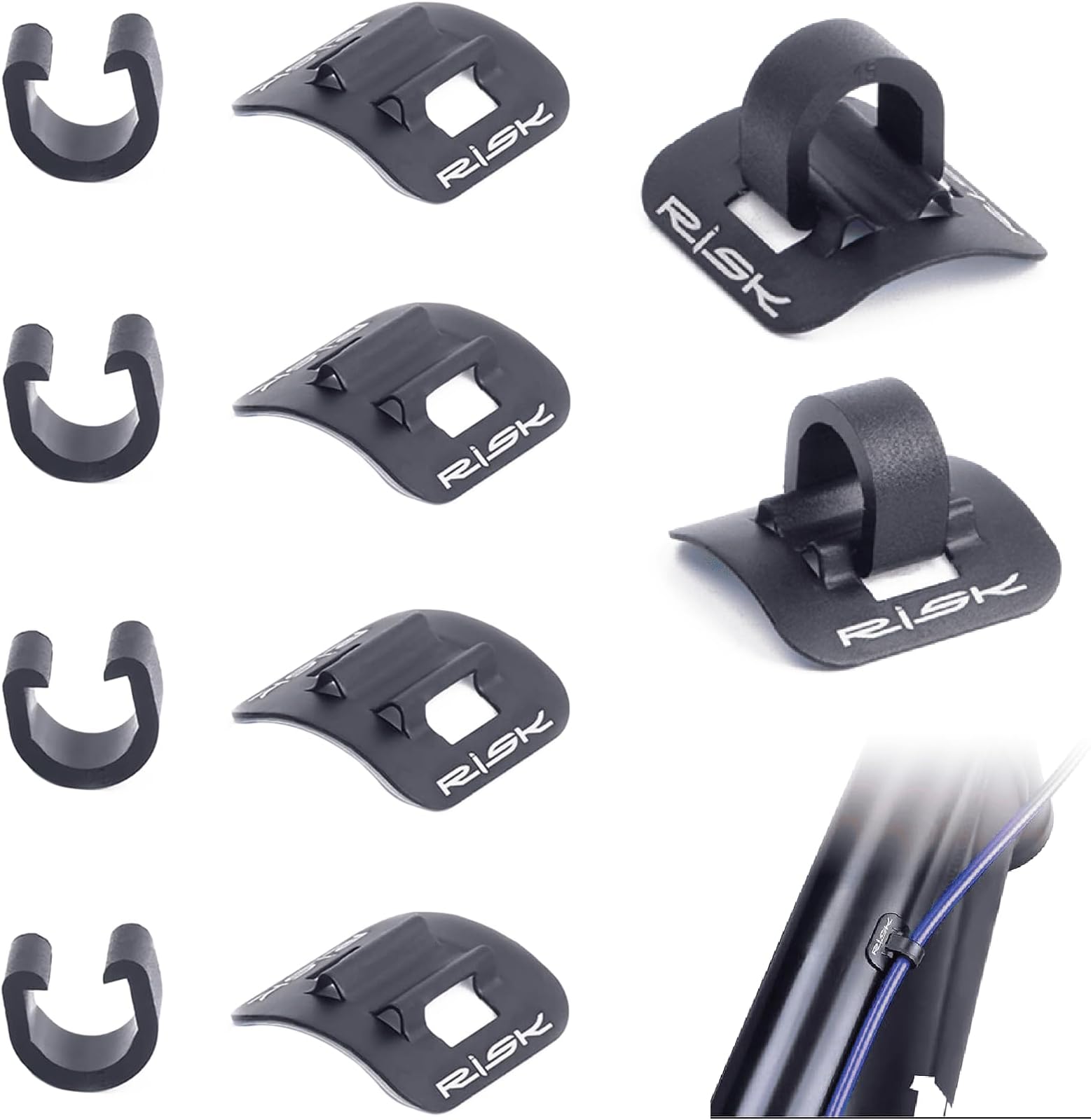 VANSIHO Alloy Bike Cable Guides, 6 Sets Base + Clip, for Bicycle Brake Shifter Derailleur Cable, Fit for Line Tube Housing