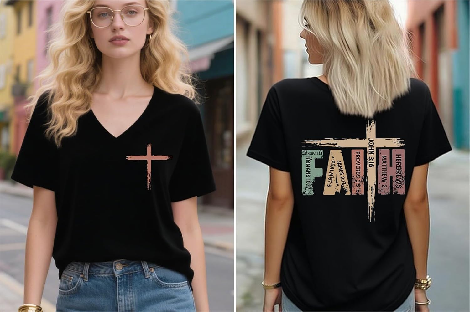 Christian Shirts for Women V-Neck Graphic Tees Jesus Loves You Shirt Be The Light Shirt Faith Religious Inspirational Tshirt - Image 4