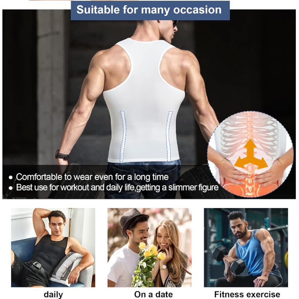 Herren Schlank Body Shaper Weste Bauch geformt Control Panel Kompression Tank Top(Schwarz-Groß