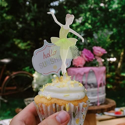 Miniatura 5 de Decoración para cupcakes, bailarina, bailarina de ballet para niñas, para boda, baby shower, cumpleaños, decoración de pasteles, 24 unidades