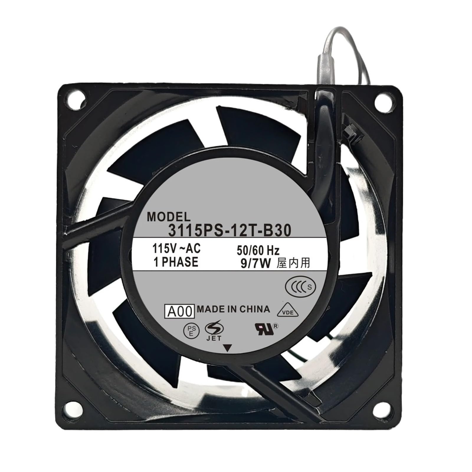 FSBNMNXPQ Cooling Fan 3115PS-12T-B30 AC 115V 9/7W 8cm 8038 80 * 850 * 38mm 2-Wire