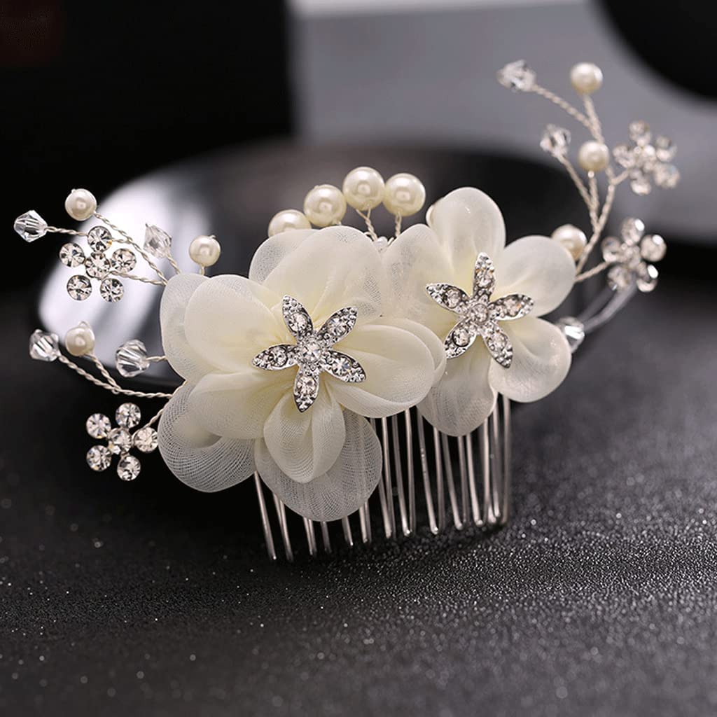 Grzebienie Boczne Grzebień do Włosów Wesele Boczny grzebień do włosów Bridal Hair Clip Grzebień Rhinestone Silk Flower Clip Headpiece na akcesoria ślubne