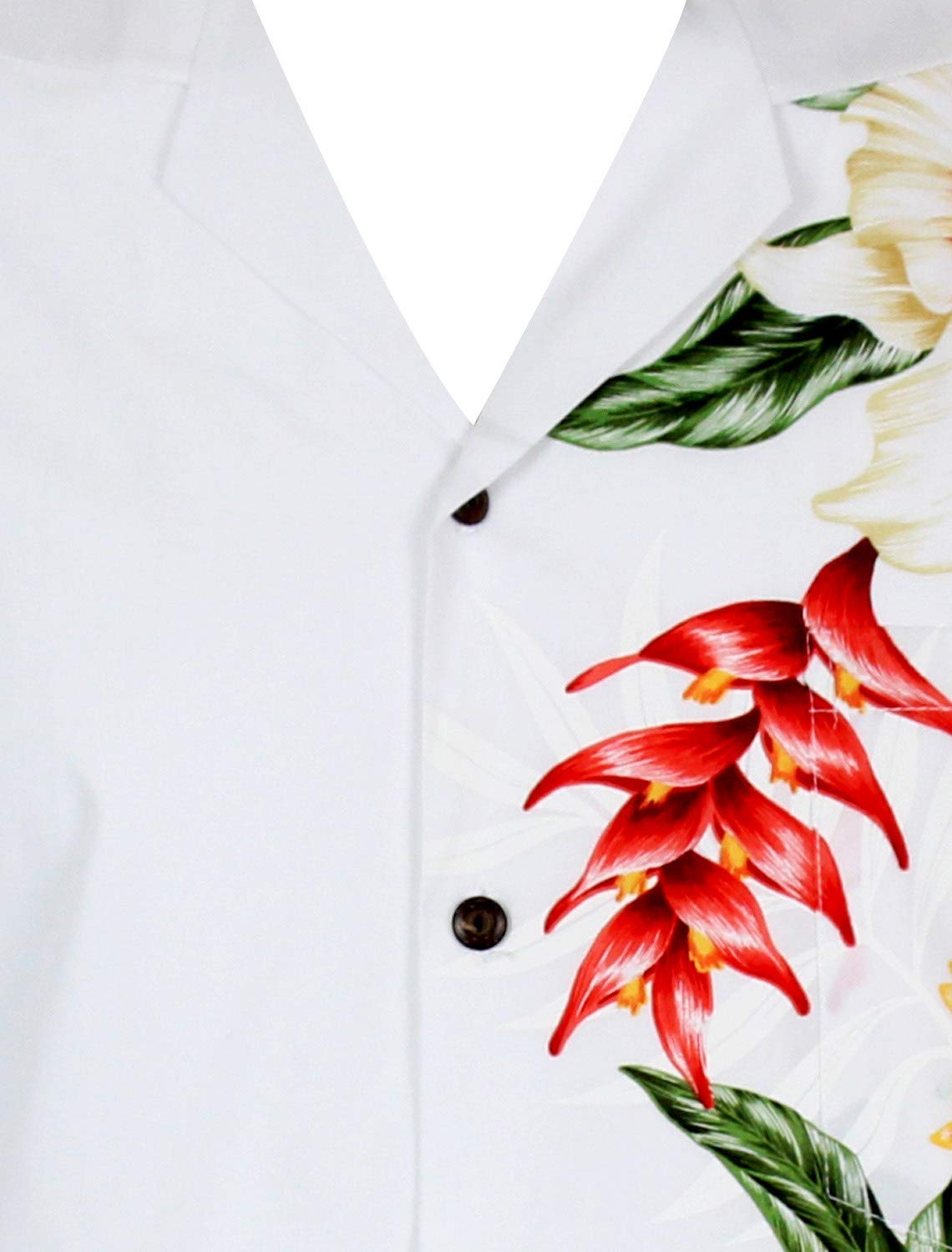 KY's Camicia hawaiana originale, striscia rossa per matrimonio, bianco, L